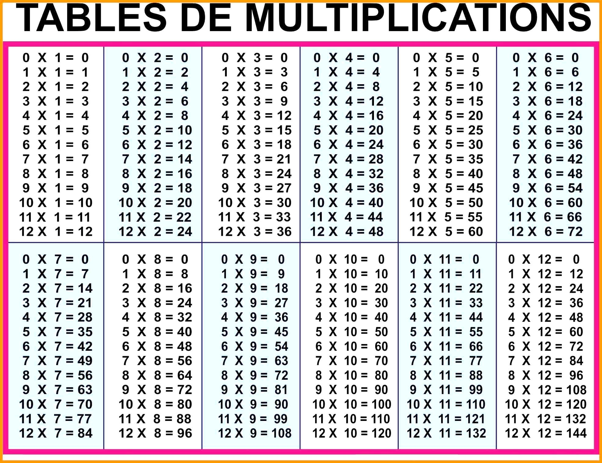 Free Printable Full Size Times Table Chart