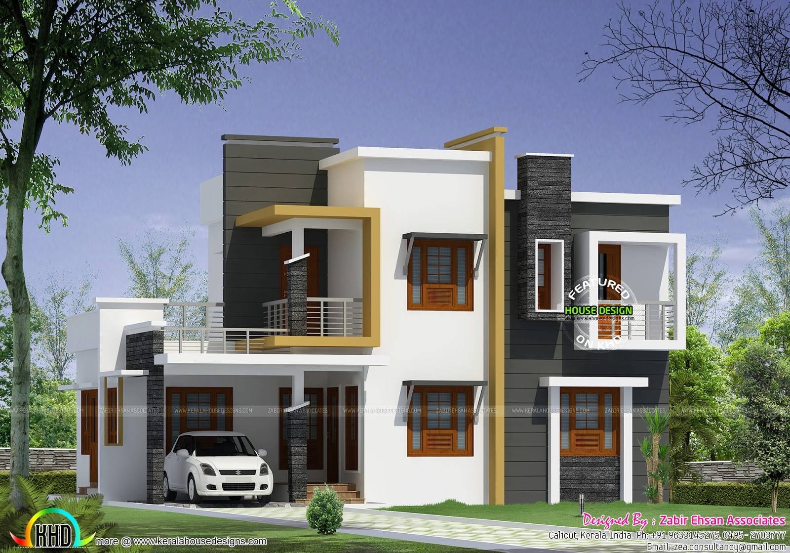 5 Bedroom Modern Minimalist House Kerala Home Design And Floor Plans 