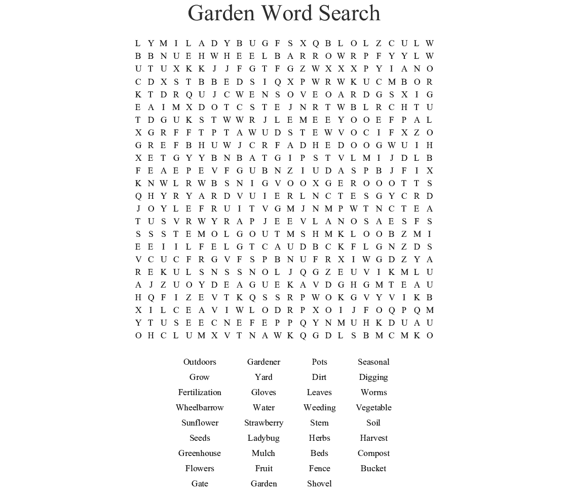 7 Photos Gardening Word Search Printable And View Alqu Blog