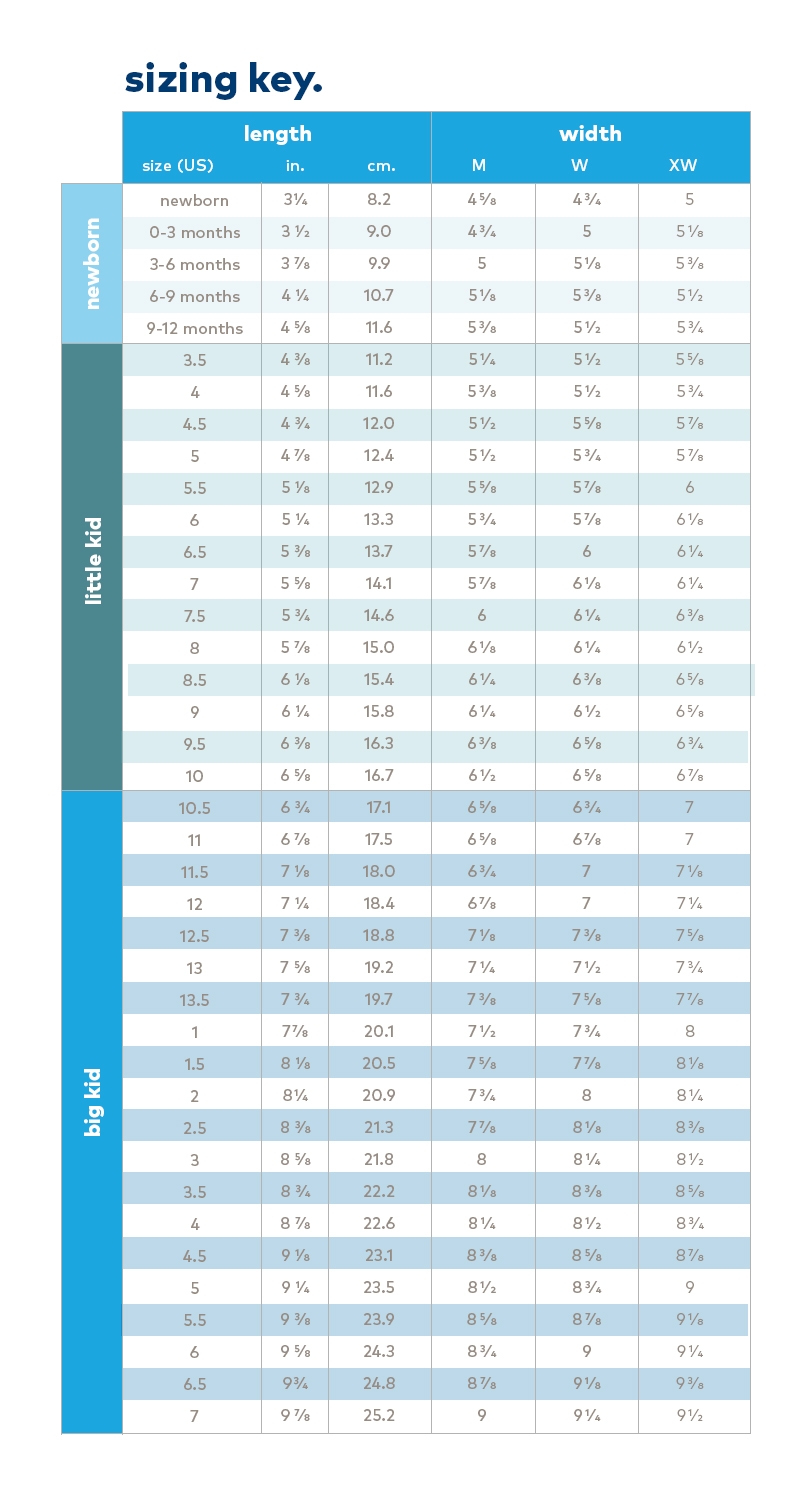 Toddler To Kid Shoe Size Chart