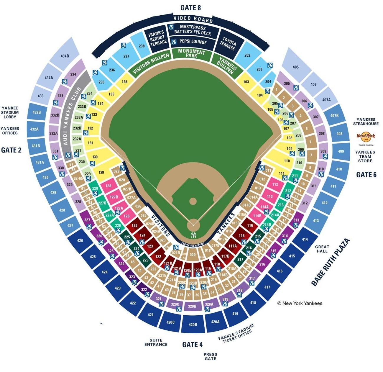 8 Images Yankees Seating Chart With Seat Numbers And Description  Alqu