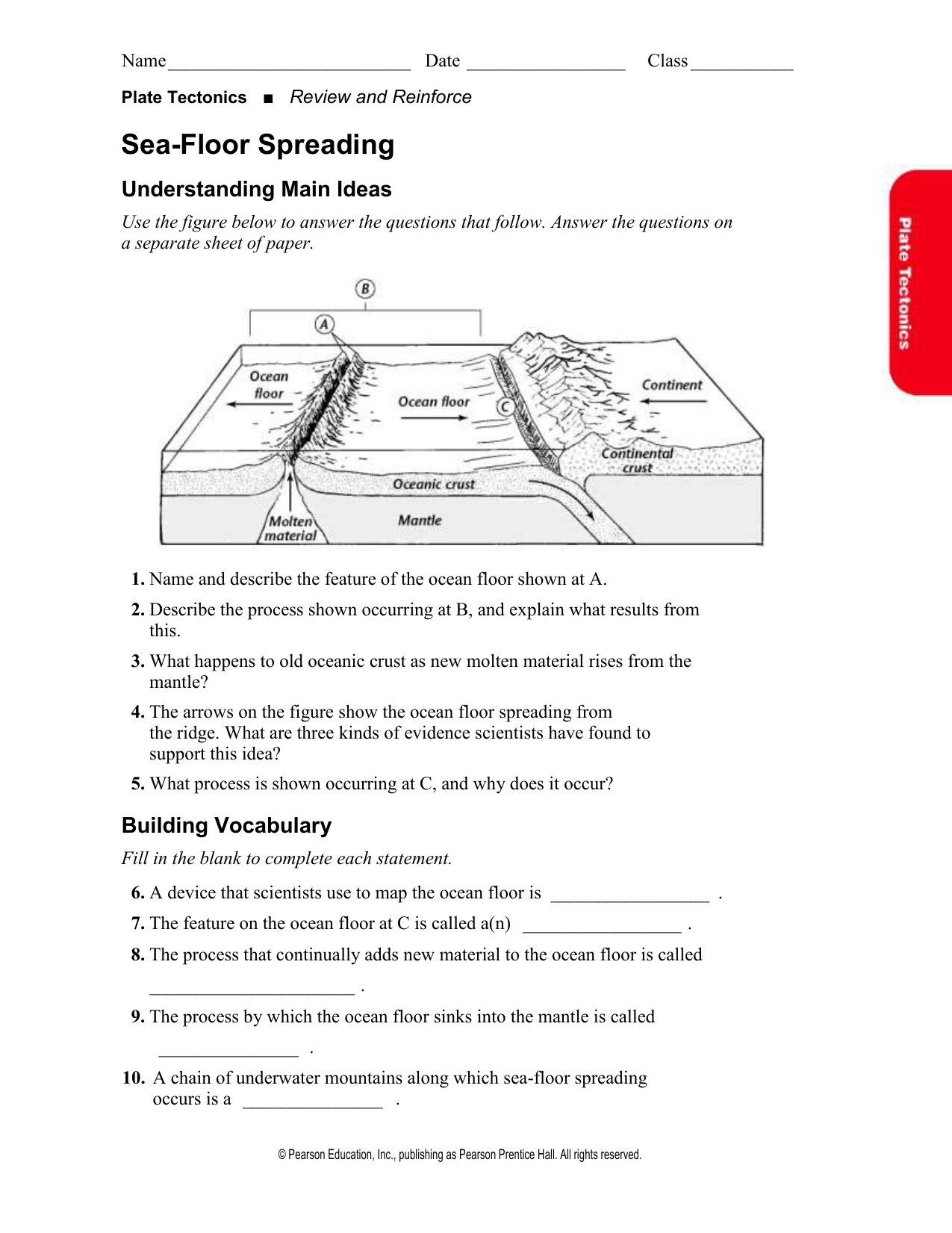 8 Pics Sea Floor Spreading Worksheet Answer Key Pearson Education And
