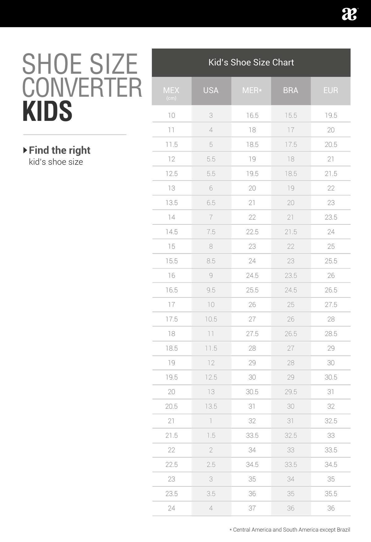 Women S And Youth Shoe Size Chart