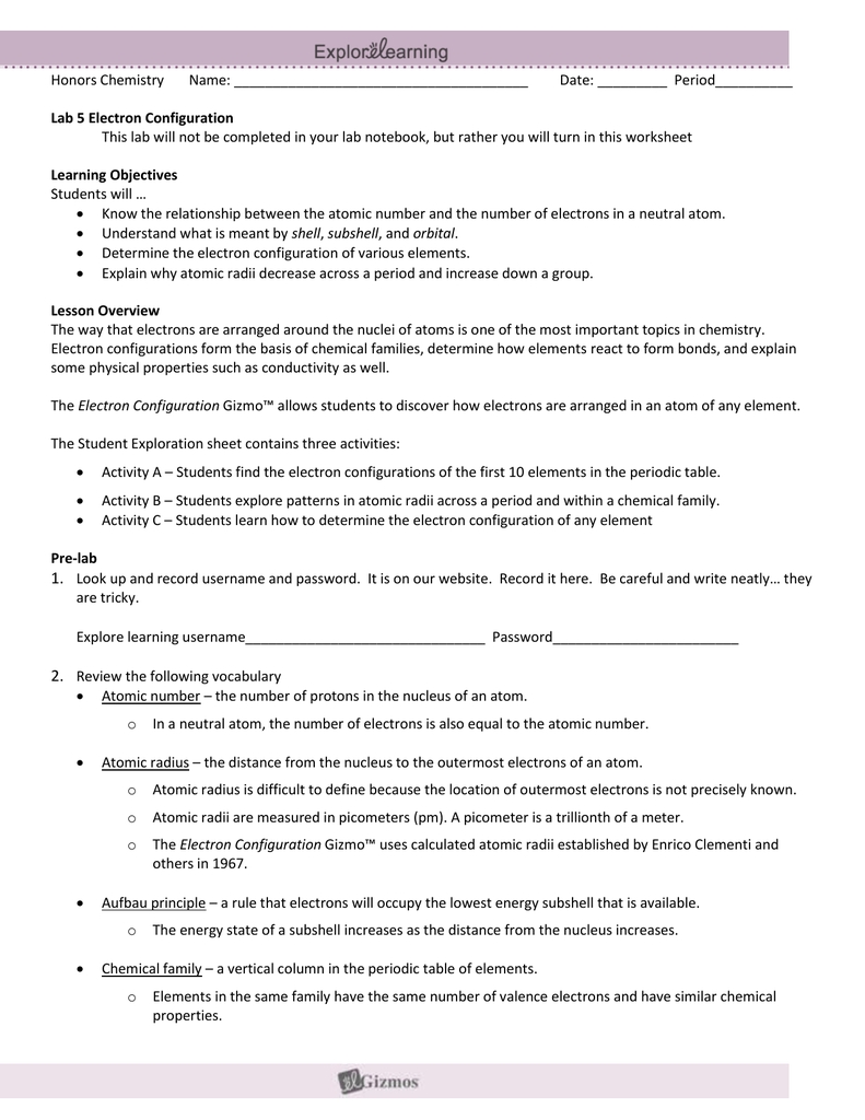 Gizmo Periodic Trends Answer Key : Explorelearning Gizmos Review For
