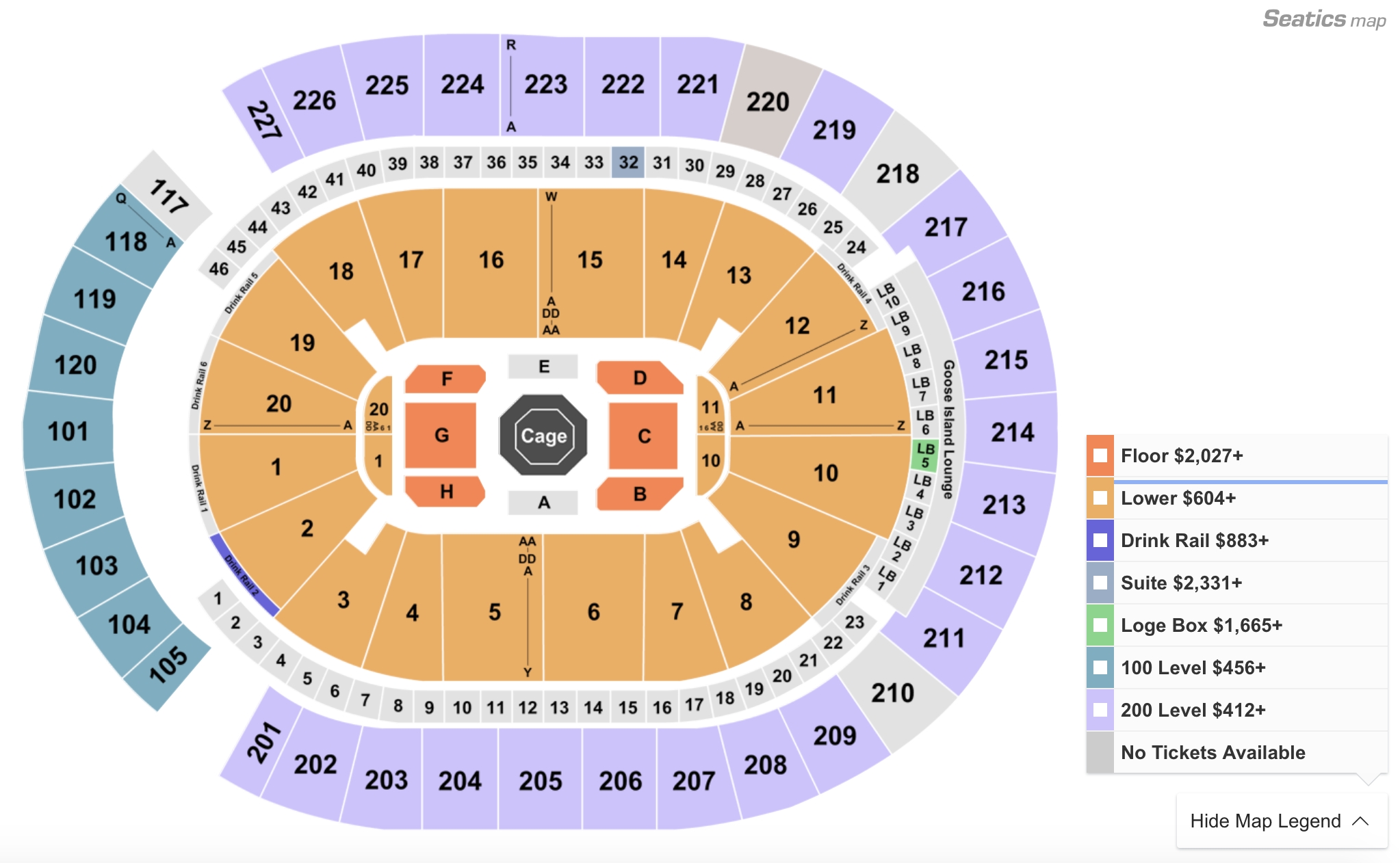 T-Mobile Arena Seating Chart With Seat Numbers