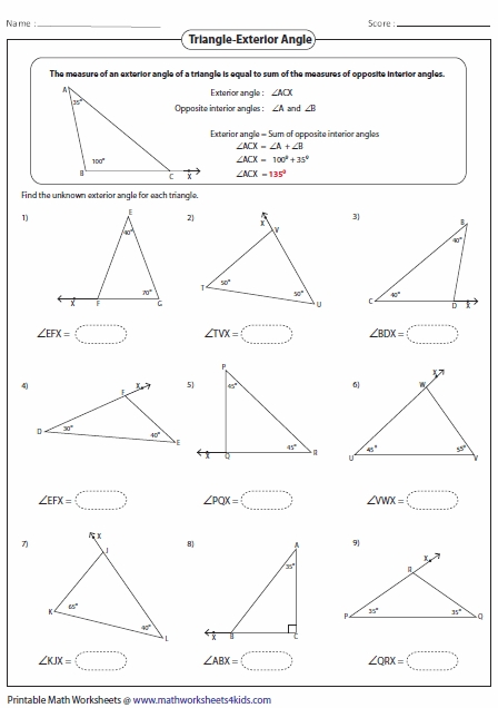 Angles In A Triangle Worksheet Englishworksheetmyid 7629