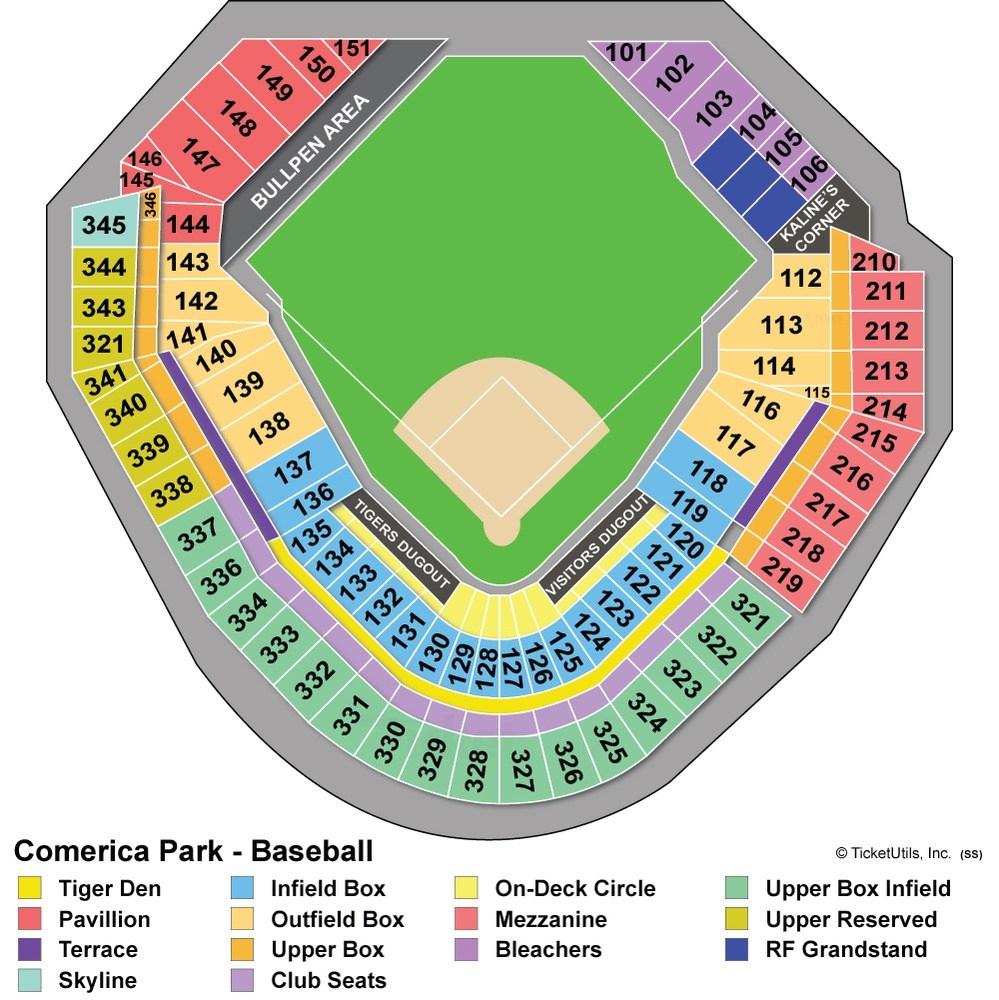 8 Pics Comerica Park Concert Seating Chart With Seat Numbers And View